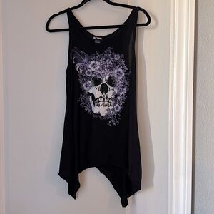 Hot Topic black purple sleeveless skull tunic tank M